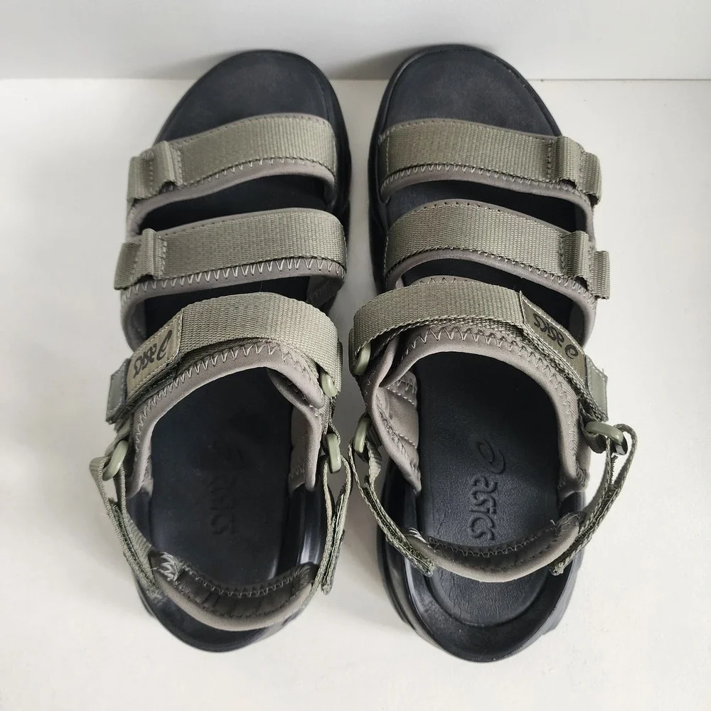 *Asics Gel Bondal Mens 9/ Womens 10.5 Mantle Green Black Strappy Utility Sandals
